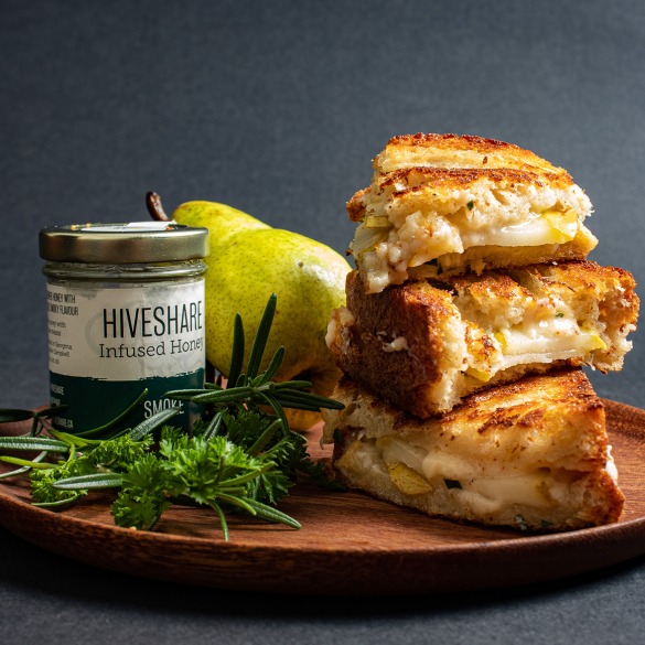 smoked honey and pear grilled cheese